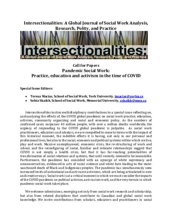 Intersectionalities-a Global Journal Of Social Work Analysis Research Polity And